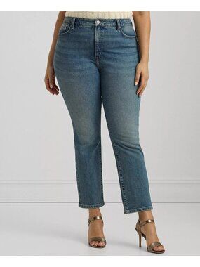LAUREN RALPH LAUREN Womens Plus Size 18W Jeans High Rise Straight Ankle NEW
